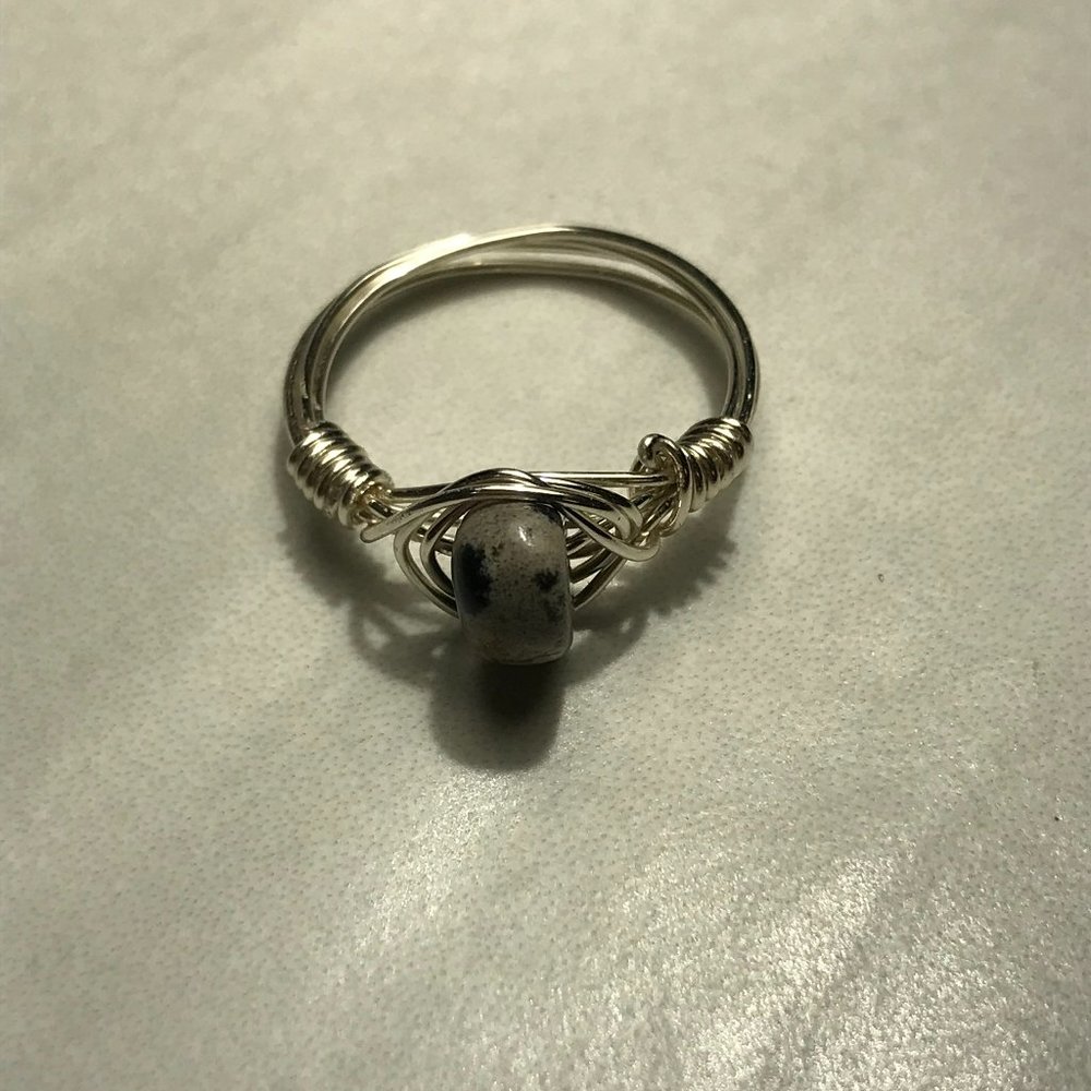 Dalmatian crystal wire ring